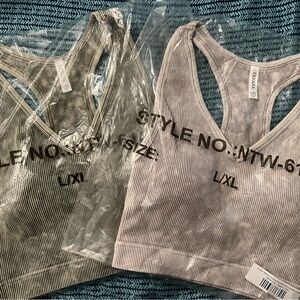 Ribbed V-Neck Bralette Set